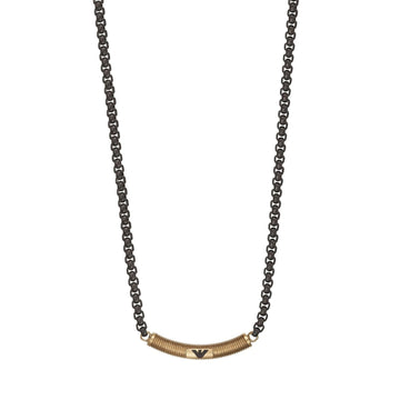 Ανδρικό κολιέ Emporio Armani EGS2925251 με ατσάλινη αλυσίδα σε μαύρο χρώμα και ενσωματωμένο στοιχείο σε χρυσό χρώμα.